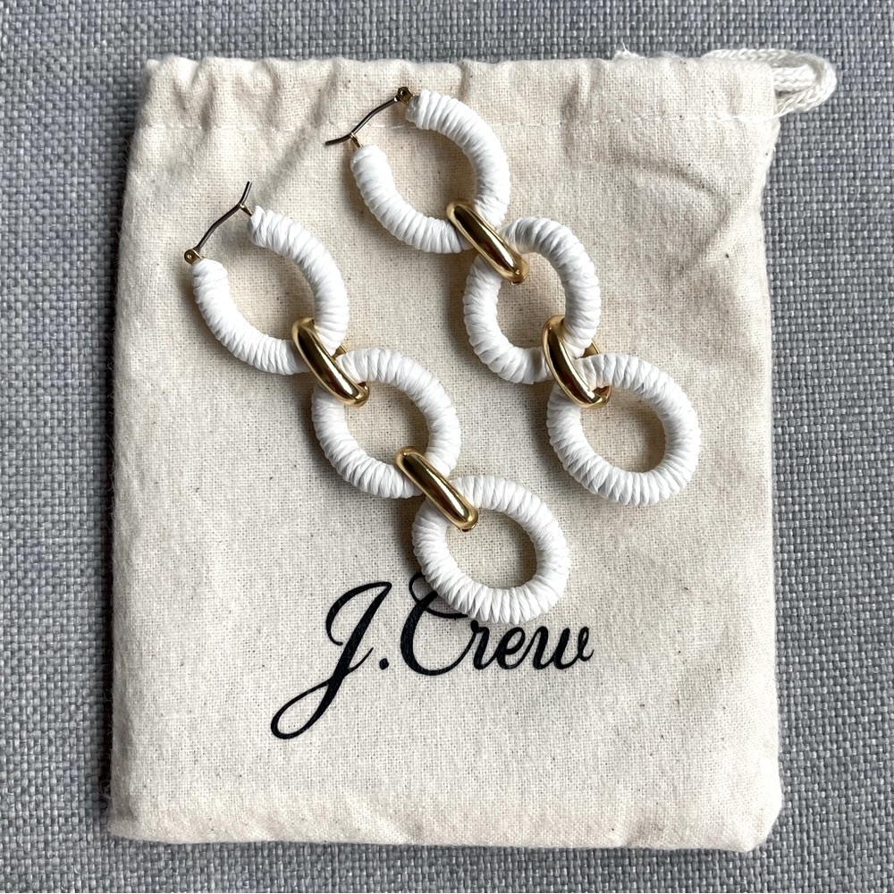 J.Crew Cotton raffia-wrapped chain earrings - Picture 3 of 13